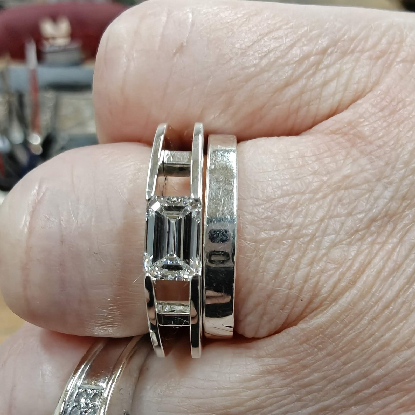 Suspension Ring No. 3 worn on the hand