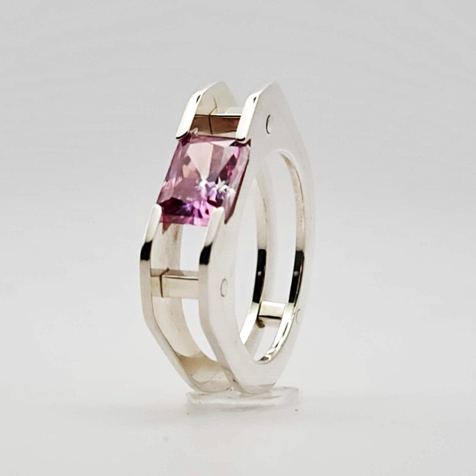 Silver and Moissanite Suspension Ring